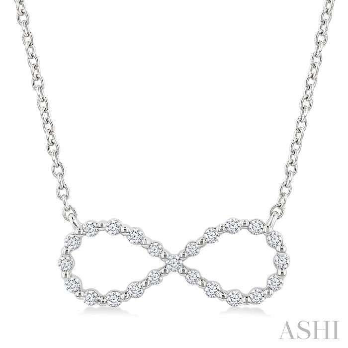 1/8 Ctw Petite Infinity Round Cut Diamond Fashion Pendant With Chain in Sterling Silver