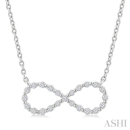 1/8 Ctw Petite Infinity Round Cut Diamond Fashion Pendant With Chain in Sterling Silver