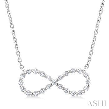 1/8 Ctw Petite Infinity Round Cut Diamond Fashion Pendant With Chain in Sterling Silver