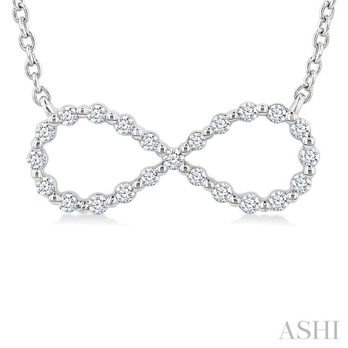 1/8 Ctw Petite Infinity Round Cut Diamond Fashion Pendant With Chain in Sterling Silver