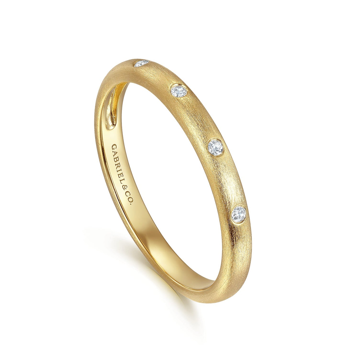 Gabriel & Co. 14K Yellow Gold Diamond Stackable Ladies Ring .04CTW
