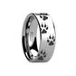 Animal Track Wolf Print Ring Engraved Flat Tungsten Polished- 4mm - 12mm - 8mm