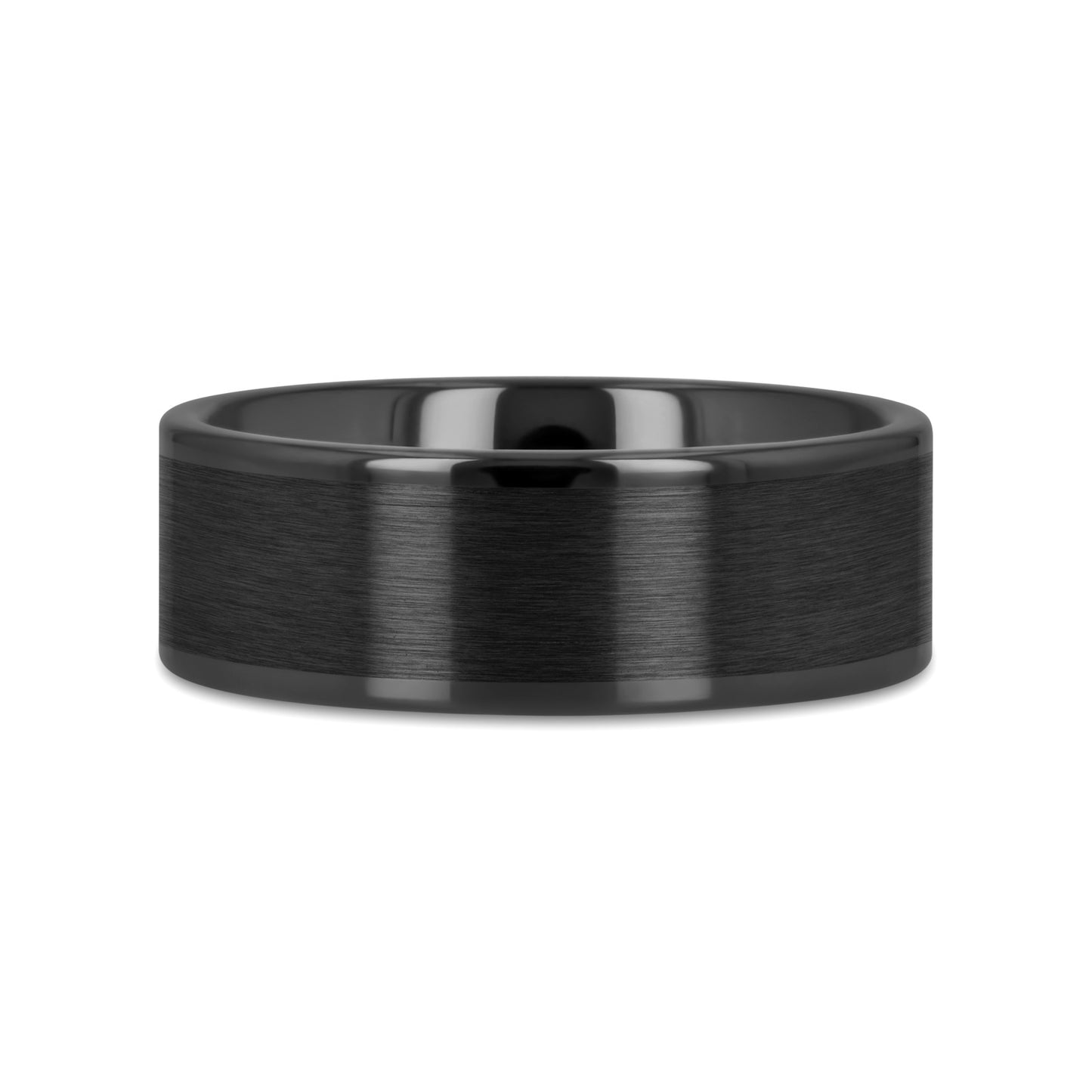 OCTAVIUS Flat Black Ceramic Ring with Brushed Center & Polished Edges - 4mm - 12mm - 6mm