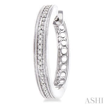 1/4 Ctw Round Cut Diamond Hoop Earrings in Sterling Silver