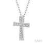 1/20 Ctw Round Cut Diamond Cross Pendant with Chain in Sterling Silver