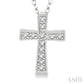 1/20 Ctw Round Cut Diamond Cross Pendant with Chain in Sterling Silver