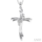 1/20 Ctw Round Cut Diamond Cross Pendant in Sterling Silver with Chain