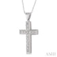 1/20 Ctw Round Cut Diamond Cross Pendant in Sterling Silver with Chain