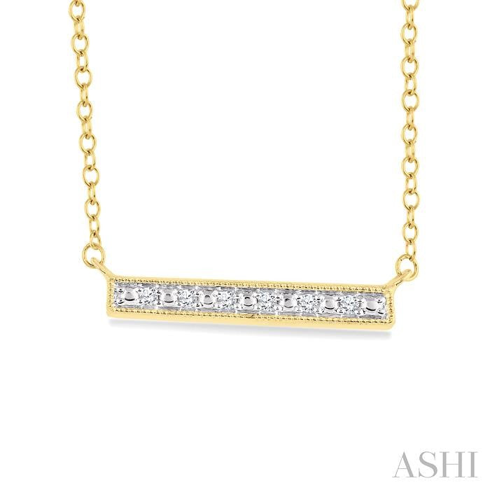 1/20 Ctw Round Cut Diamond Bar Pendant With Chain in Yellow Gold Vermeil