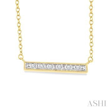1/20 Ctw Round Cut Diamond Bar Pendant With Chain in Yellow Gold Vermeil