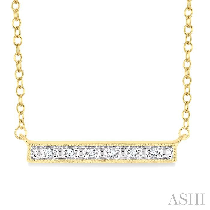 1/20 Ctw Round Cut Diamond Bar Pendant With Chain in Yellow Gold Vermeil
