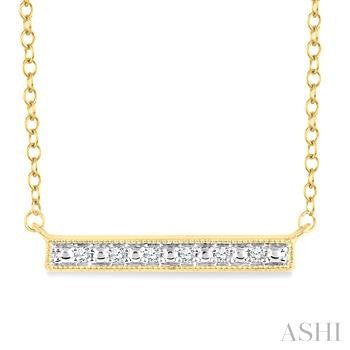 1/20 Ctw Round Cut Diamond Bar Pendant With Chain in Yellow Gold Vermeil