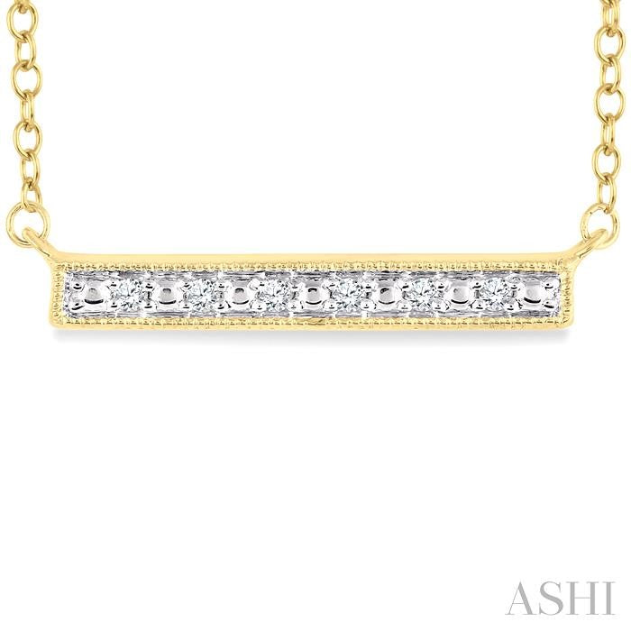 1/20 Ctw Round Cut Diamond Bar Pendant With Chain in Yellow Gold Vermeil