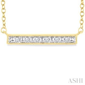 1/20 Ctw Round Cut Diamond Bar Pendant With Chain in Yellow Gold Vermeil