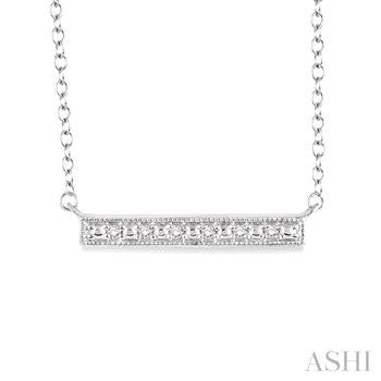 1/20 Ctw Round Cut Diamond Stick Pendant in Sterling Silver with Chain