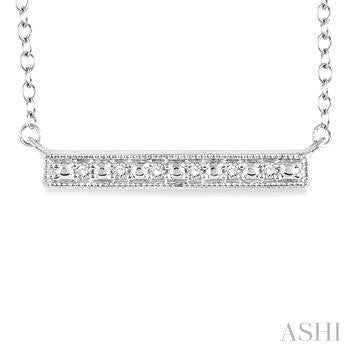 1/20 Ctw Round Cut Diamond Stick Pendant in Sterling Silver with Chain