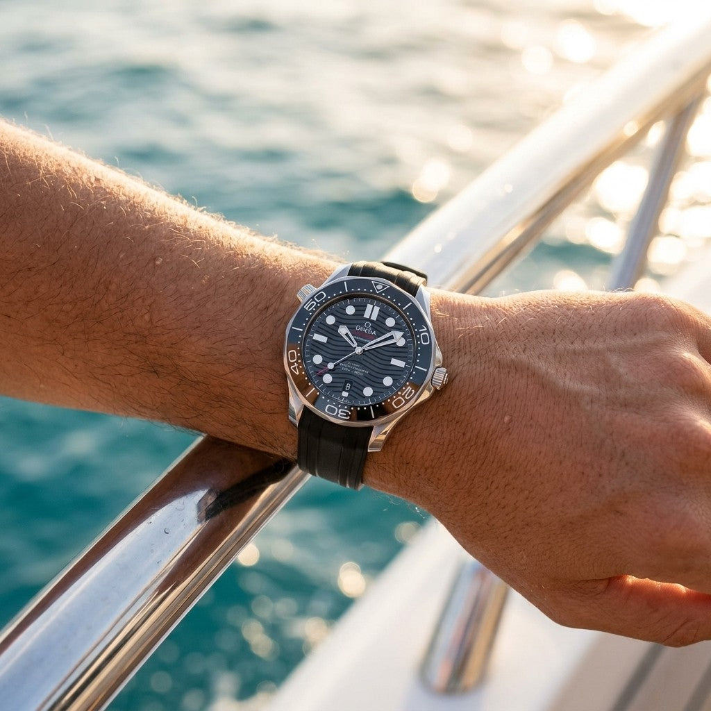 Omega Seamaster Diver 300M 42 mm — Steel on Rubber Strap (210.32.42.20.01.001) — lifestyle