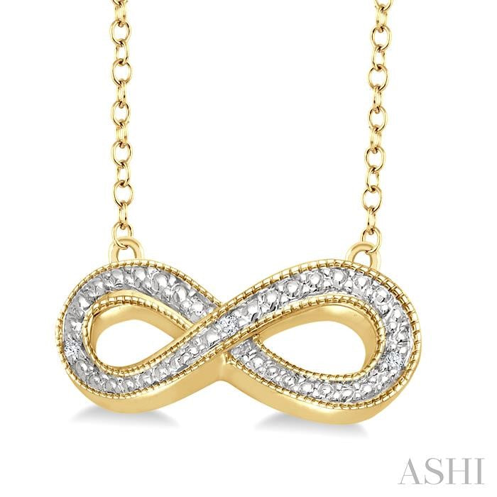 1/50 Ctw Round Cut Diamond Infinity Pendant With Chain in Yellow Gold Vermeil