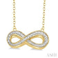 1/50 Ctw Round Cut Diamond Infinity Pendant With Chain in Yellow Gold Vermeil