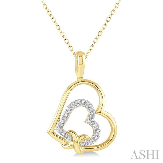 1/50 Ctw Round Cut Diamond Heart Pendant With Chain in Yellow Gold Vermeil