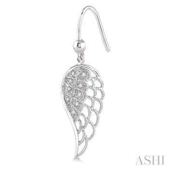 1/20 Ctw Round Cut Diamond Angel Wings Diamond Earrings in Sterling Silver