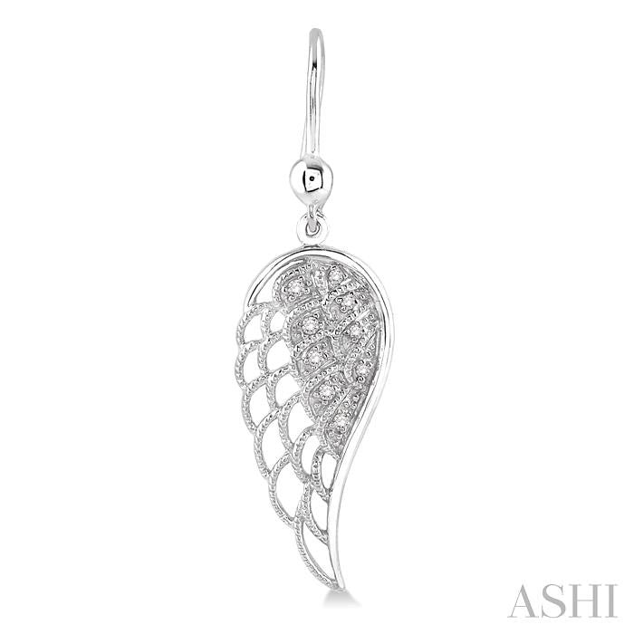 1/20 Ctw Round Cut Diamond Angel Wings Diamond Earrings in Sterling Silver