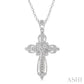 1/20 Ctw Round Cut Diamond Cross Pendant in Sterling Silver with Chain