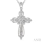 1/20 Ctw Round Cut Diamond Cross Pendant in Sterling Silver with Chain
