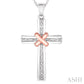1/20 Ctw Round Cut Diamond Cross Pendant in Sterling Silver with Chain