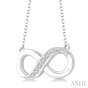 1/50 Ctw Round Cut Diamond Infinity Pendant in Sterling Silver with Chain