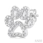 1/20 Ctw Dog Paw Round Cut Diamond Fashion Stud Earrings in Sterling Silver