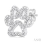 1/20 Ctw Dog Paw Round Cut Diamond Fashion Stud Earrings in Sterling Silver