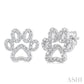 1/20 Ctw Dog Paw Round Cut Diamond Fashion Stud Earrings in Sterling Silver