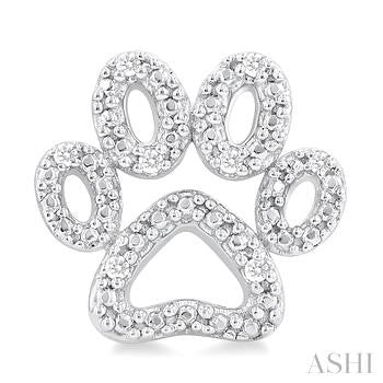 1/20 Ctw Dog Paw Round Cut Diamond Fashion Stud Earrings in Sterling Silver