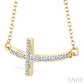 1/50 Ctw Reclined Cross Round Cut Diamond Fashion Pendant With Chain in Yellow Gold Vermeil