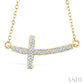 1/50 Ctw Reclined Cross Round Cut Diamond Fashion Pendant With Chain in Yellow Gold Vermeil