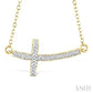 1/50 Ctw Reclined Cross Round Cut Diamond Fashion Pendant With Chain in Yellow Gold Vermeil