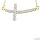 1/50 Ctw Reclined Cross Round Cut Diamond Fashion Pendant With Chain in Yellow Gold Vermeil
