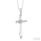 1/20 Ctw Round Cut Diamond Cross Pendant in Sterling Silver with Chain