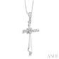 1/20 Ctw Round Cut Diamond Cross Pendant in Sterling Silver with Chain