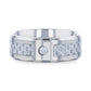 MAYBACH Light Gray Carbon Fiber Titanium Men's Wedding Band with White Diamond In The Squared Center Setting And Polishe