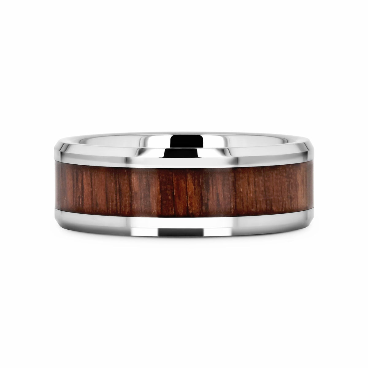 HALIFAX Tungsten Wedding Band with Bevels and Black Walnut Wood Inlay - 4mm - 12mm - 6mm