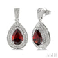 9X6 MM Pear Shape Garnet and 1/20 Ctw Round Cut Diamond Earrings in Sterling Silver