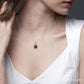 10X10 MM Cushion Shape Garnet and 1/20 Ctw Round Cut Diamond Pendant in Sterling Silver with Chain