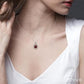 10X10 MM Cushion Shape Garnet and 1/20 Ctw Round Cut Diamond Pendant in Sterling Silver with Chain