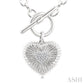 1/10 Ctw Heart Fluted Toggle Round Cut Diamond Fashion Necklace in Sterling Silver