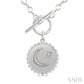 1/20 Ctw Crescent Moon & Star Toggle Round Cut Diamond Fashion Necklace in Sterling Silver