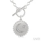 1/20 Ctw Crescent Moon & Star Toggle Round Cut Diamond Fashion Necklace in Sterling Silver