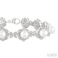 6 MM Cultured Pearl and 1/6 Ctw Round Cut Diamond Bracelet in Sterling Silver