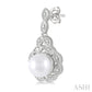6X6 MM Cultured Pearl and 1/20 Ctw Round Cut Diamond Earrings in Sterling Silver